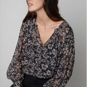 Velvet by Graham & Spencer MILEY PRINTED BOHO BLOUSE IN BLACK FLORA